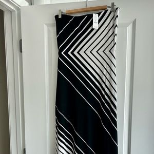 NWT- long strapless dress from White House Black Market - black & white design